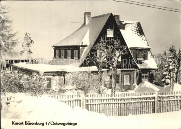 Baerenburg Sachsen Kur Cafe im Winter Handabzug