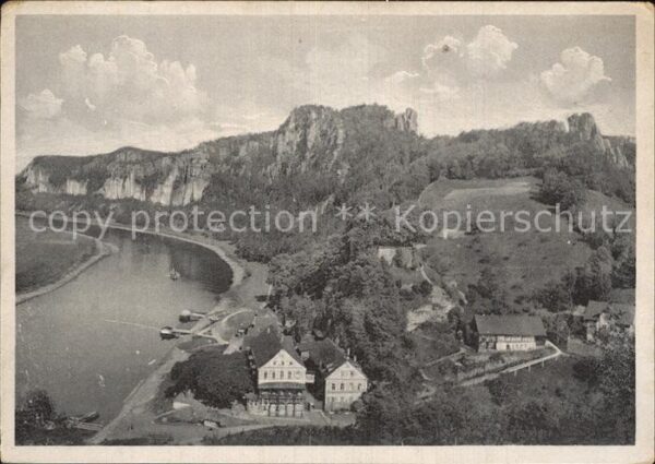 Rathen Saechsische Schweiz Panorama Elbtal mit Bastei Elbsandstein