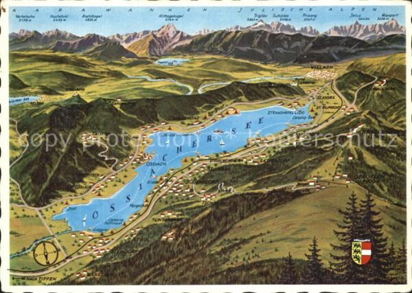 Ossiachersee Panoramakarte Bodensdorf Sattendorf Tau