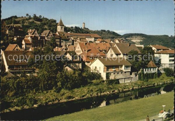 Horb Neckar Blick über den Neckar zur Altstadt Kirc
