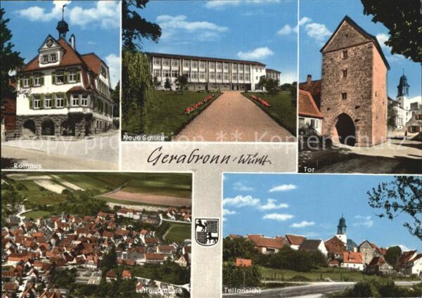 Gerabronn Wuerttemberg Rathaus Neue Schule Tor Turm Teilansich