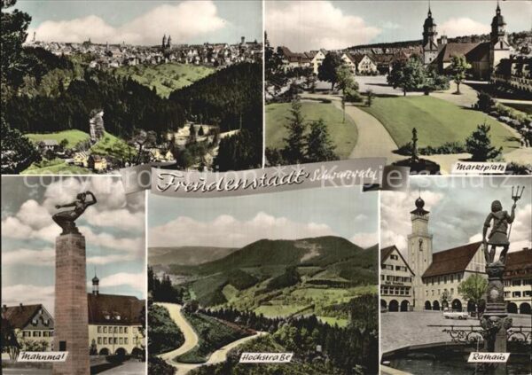 Freudenstadt Panorama Marktplatz Rathaus Neptunbrunn