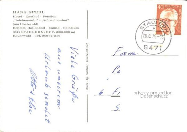 Stadlern Oberpfalz Hotel Gasthof Pension Reichenstein Schw – Bild 2