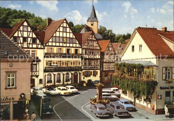 Bad Orb Marktplatz Fachwerkhäuser Brunnen Kirch