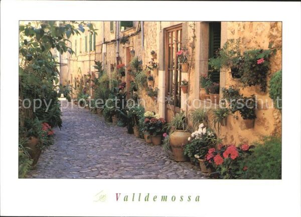 Valldemossa Mallorca Gasse Blumenschmuck