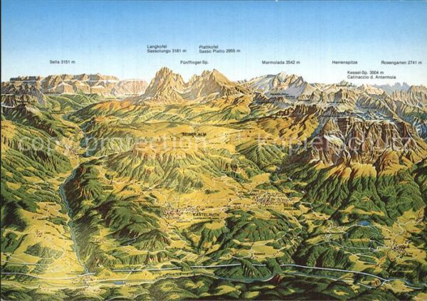 Seiseralm Chiemgau Panoramakarte Schlerngebiet