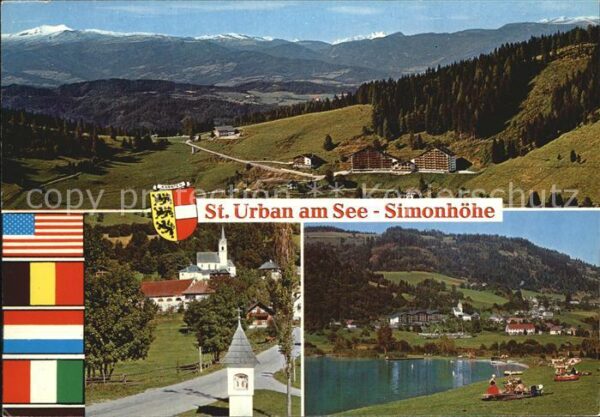 St Urban Kaernten Simonhöhe Badesee Kirche Alpenpanorama