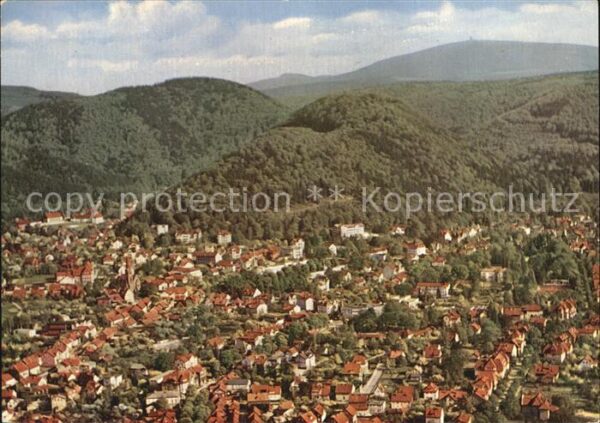 Bad Harzburg mit Burgberg und Brocken Fliegeraufnahm