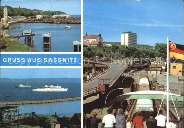 Sassnitz Ostseebad Ruegen Blick zum Fischereihafen MS Sassnitz Fä