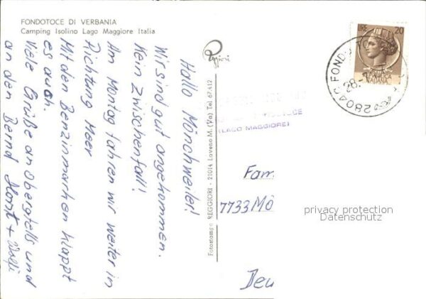 Fondotoce di Verbania Camping Isolino Lago Maggiore Landkarte – Bild 2