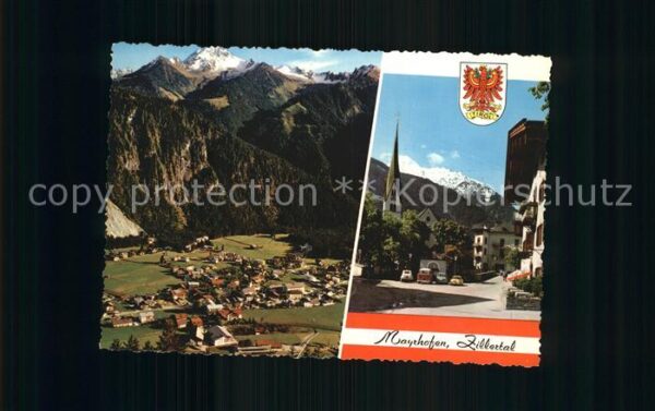 Mayrhofen Zillertal Blick zur Ahornspitze Dorfplatz mit Tri