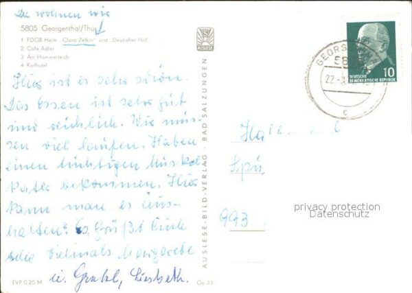 Georgenthal Gotha FDGB Heim Clara Zetkin Deutscher Hof Ca – Bild 2