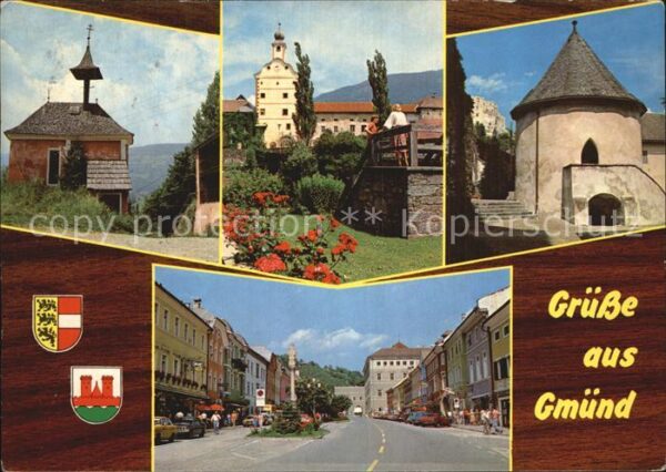 Gmuend Kaernten Ortspartien mit Kirchen