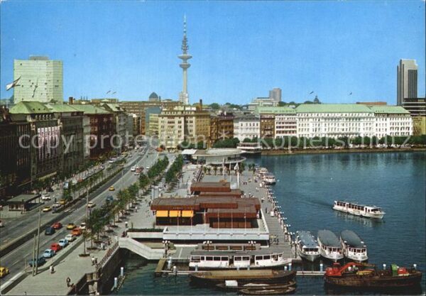 Hamburg Jungfernstieg Binnenalster Fernsehturm