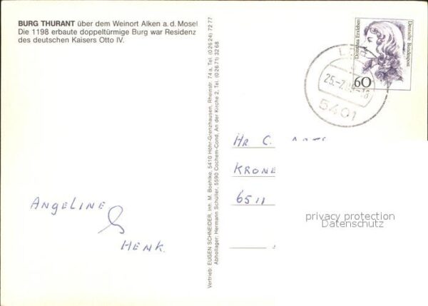 Alken Koblenz Burg Thurant Kapelle Weinkeller – Bild 2