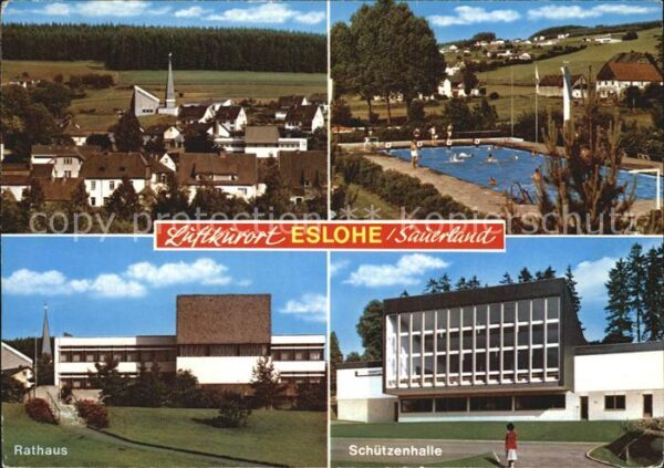 Eslohe Sauerland Teilansicht Rathaus Schwimmbad Schützen