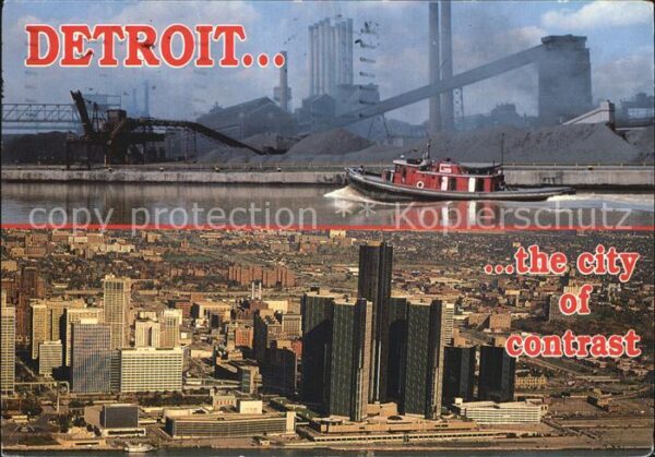 Detroit Michigan Skyline und Hafen