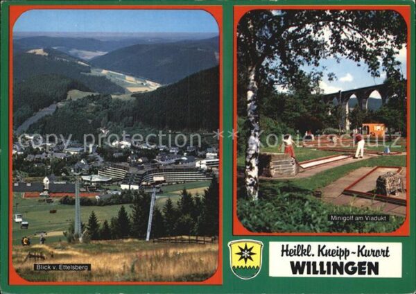 Willingen Sauerland Minigolf am Viadukt Blick vom Ettelsber