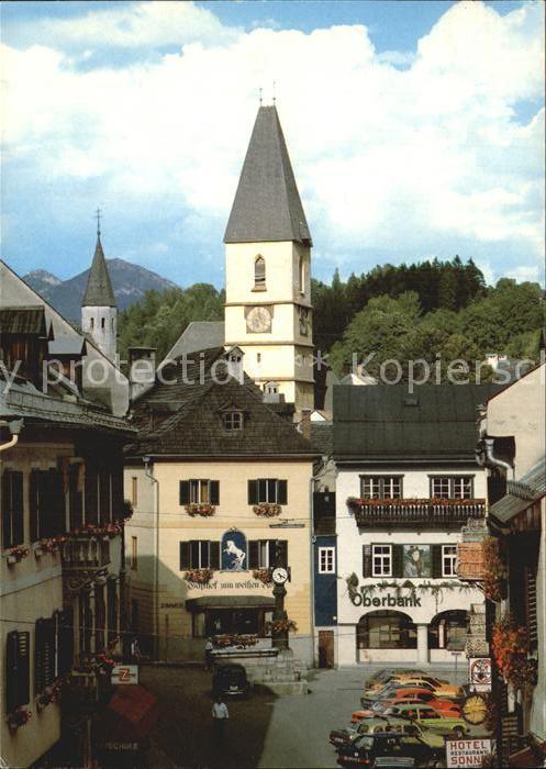 Bad Aussee Steiermark Hauptplatz mit Standuhr Spitalkirche Sa