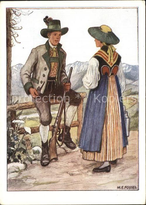 Trachten Oesterreich Ostmark Künstlerkarte M.E. Fossel