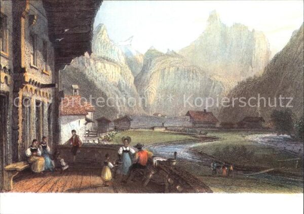 Kuenstlerkarte W.H. Bartlett Stahlstich 1836 Kanderste