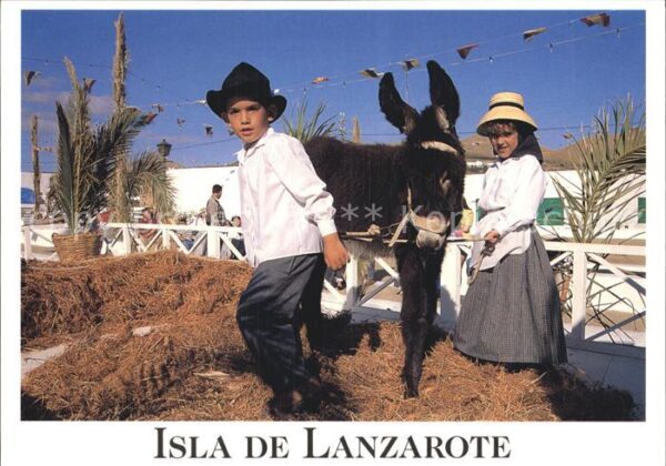 Esel Tiere Isla de Lanzarote Kinder Trachten