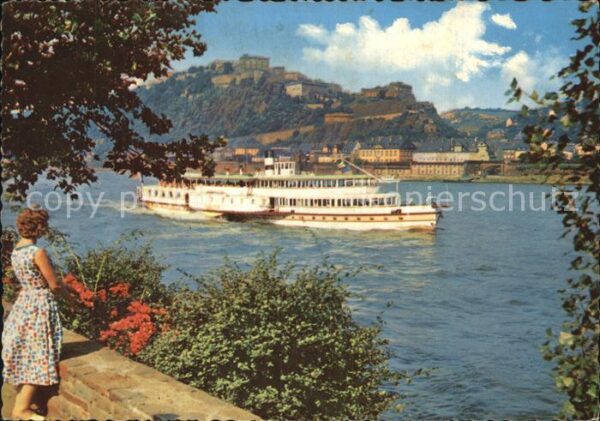 Dampfer Seitenrad Koblenz Feste Ehrenbreitstein