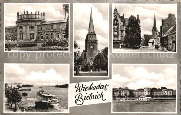 Biebrich Wiesbaden Schloss Kirche Teilansicht Fahrgastschi