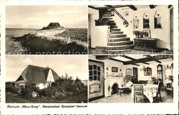 Norddorf Amrum Teestube Haus Burg Treppenaufgang Gastr