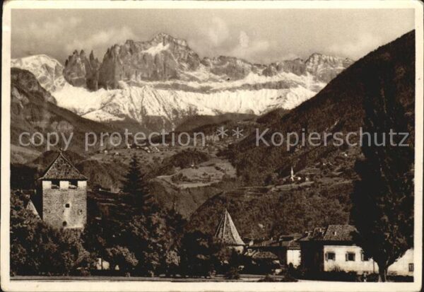 Bozen Suedtirol Panorama mit Rosengarten