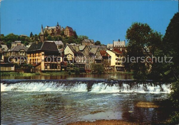 Marburg Lahn Lahnpartie mit Schloss