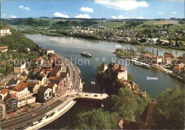 Passau am Zusammenfluss von Donau Inn und Ilz