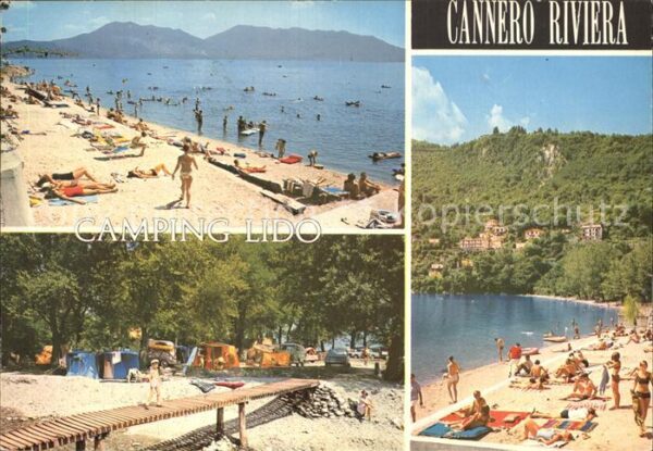 Cannero Riviera Lago Maggiore Camping Lido Holzbrücke Strand