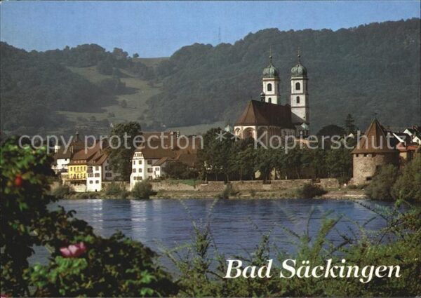Bad Saeckingen Rheinblick mit St Fridolins Münster und