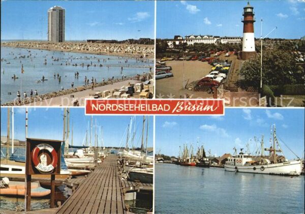 Buesum Nordseebad Strand Leuchtturm Anlegesteg Schiffe