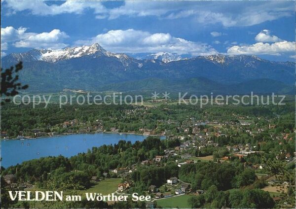 Velden Woerthersee mit Mittagskogel Fliegeraufnahme