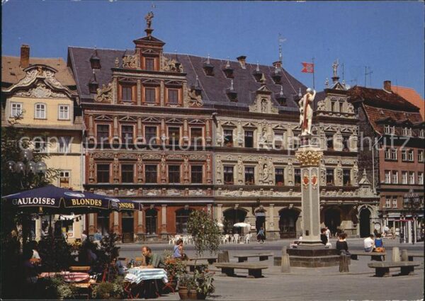 Erfurt Fischmarkt mit Erfurter Roland und Haus