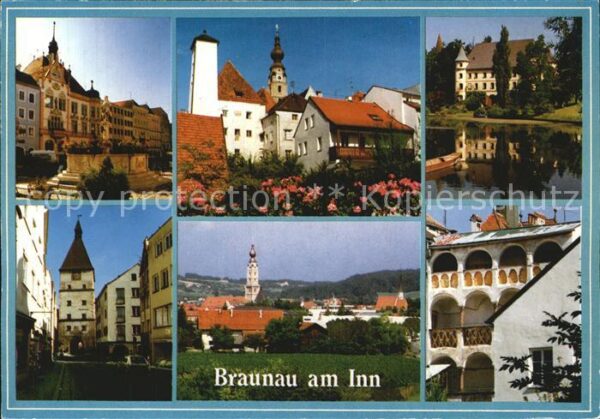 Braunau Inn Stadtplatz Fischerbrunnen Rathaus Maler