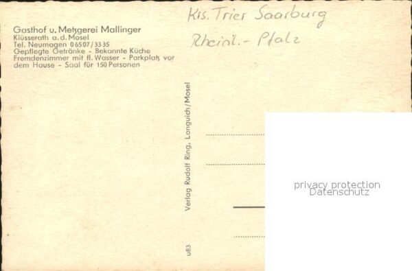 Saarburg Saar Gasthof Metzgerei Mallinger – Bild 2