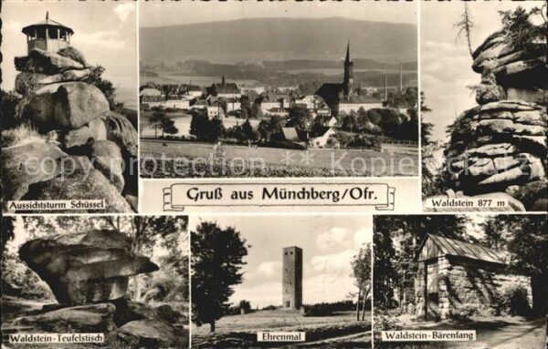 Muenchberg Oberfranken Ortsansicht mit Kirche Aussichtsturm Sc