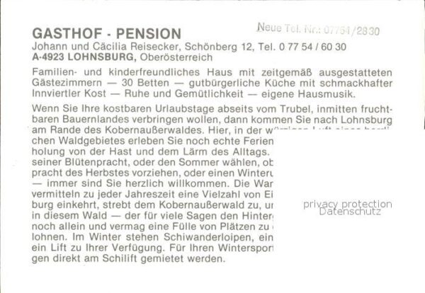 Lohnsburg Kobernausserwald Gasthof Pension Reisecker Restaurant Te – Bild 2
