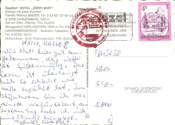 Hainzenberg Gasthof Hotel Dörflwirt Berggasthof Ger – Bild 2