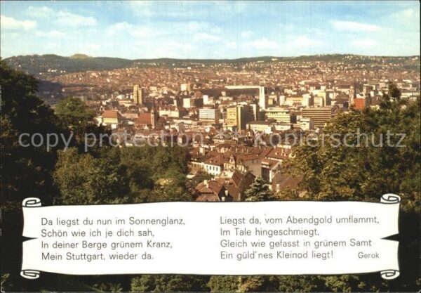 Stuttgart Panorama Da liegst du nun im Sonnenglan