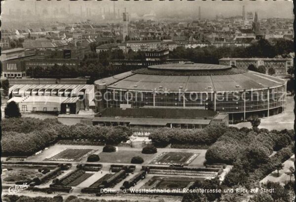 Dortmund Westfalenhalle Rosenterrasse Blick zur