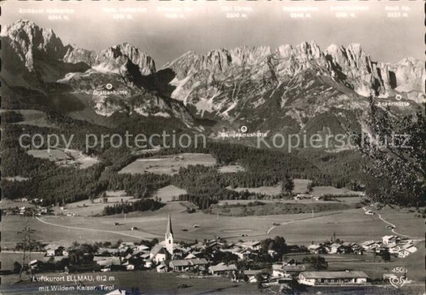 Ellmau Tirol Fliegeraufnahme mit Wildem Kaiser