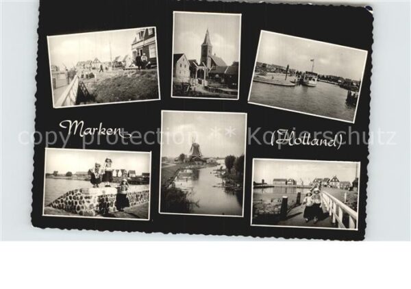 Marken Windmühle Brücke Hafen