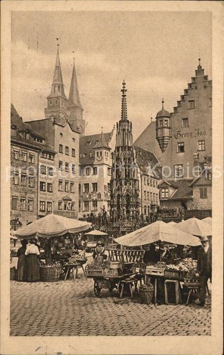 Nuernberg Markt mit Schöner Brunnen