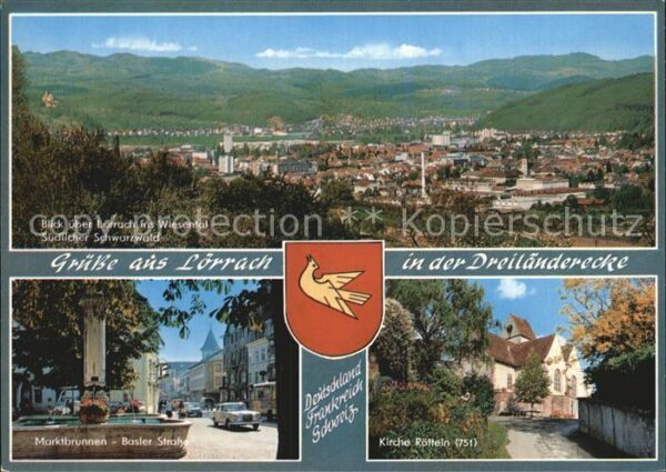 Loerrach Marktplatz Brunnen Basler-Strasse Kirch