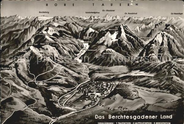 Berchtesgaden Panoramakarte mit Hohe Tauern