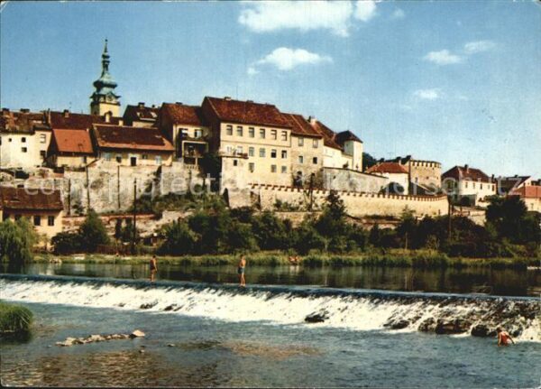 Pisek Tschechien Blick vom Fluss Otava auf den historisc